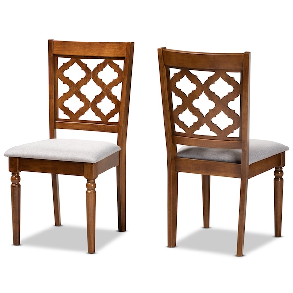 Baxton Studio Ramiro Modern and Contemporary Grey Fabric and Walnut Brown Finished Wood 2-Piece Dining Chair Set 176-11373-Zoro - main